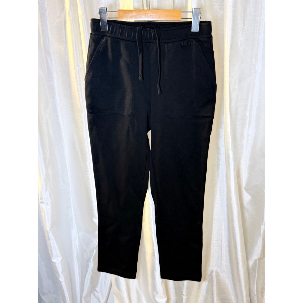 Roots Sweatpants Womens Small Black Tapered Drawstring Joggers Pockets